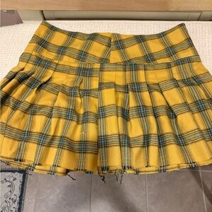 Handmade Emo Yellow Plaid Women's Skirt